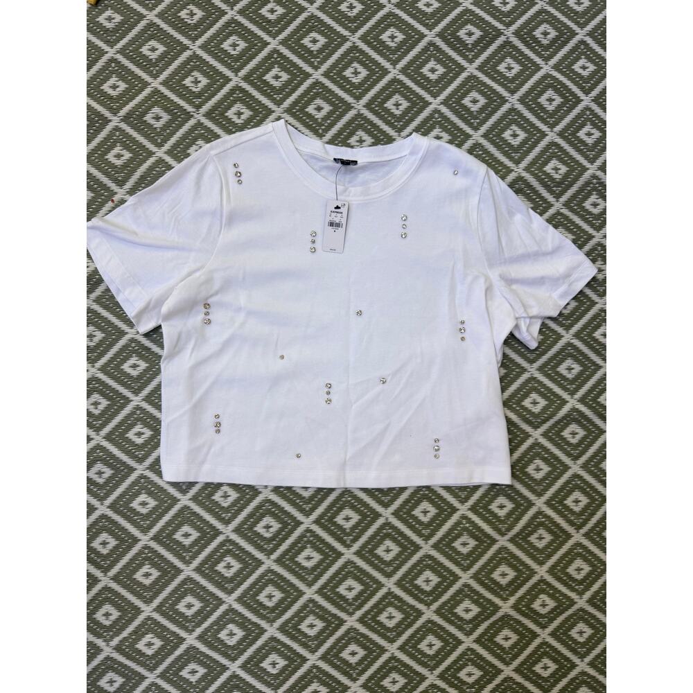 NWT Express Cropped Jeweled Boyfriends Tee